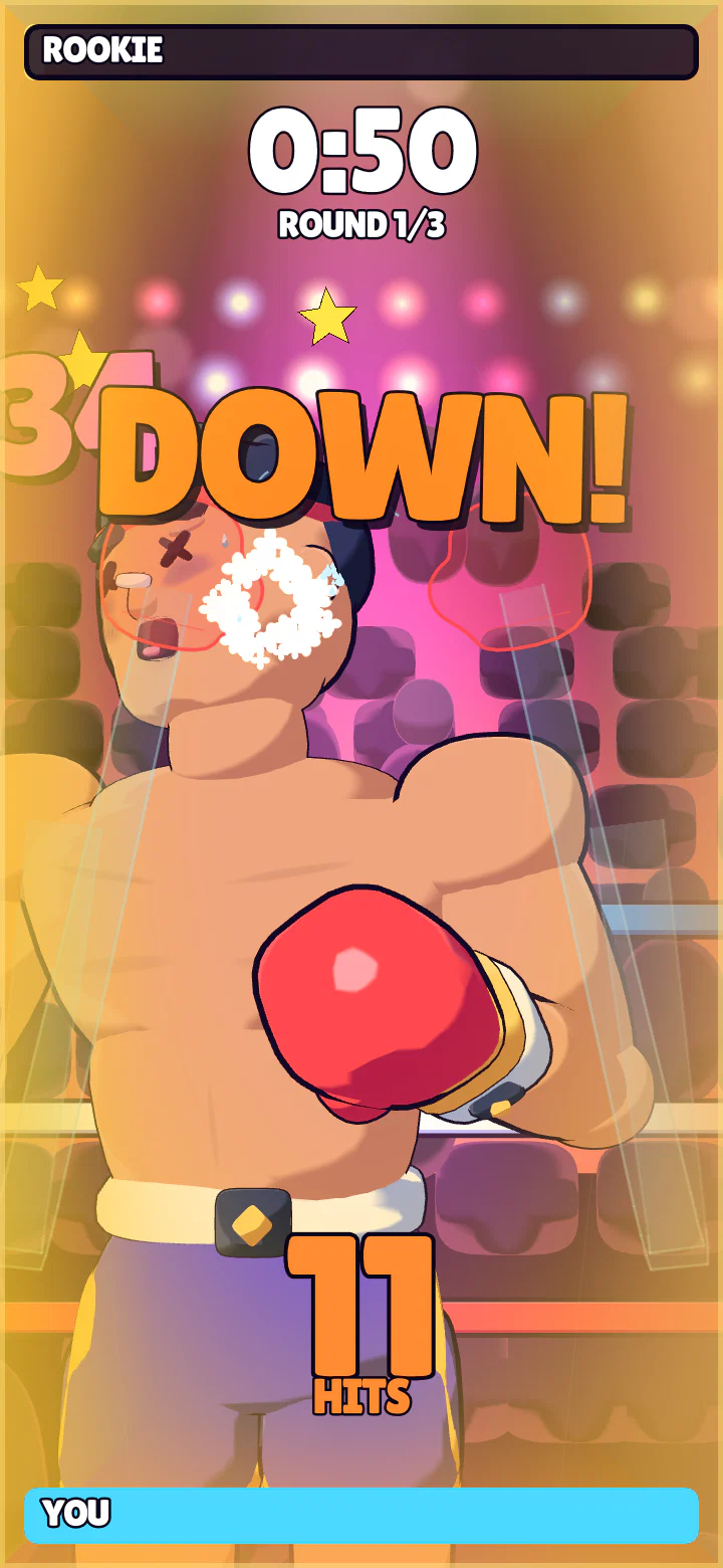 El rival cae a la lona con un DOWN!