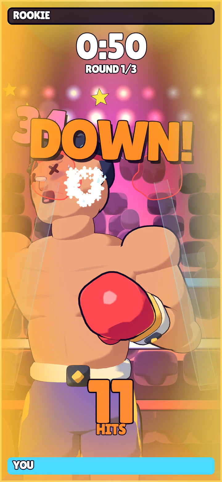 相手が DOWN! した試合の画面