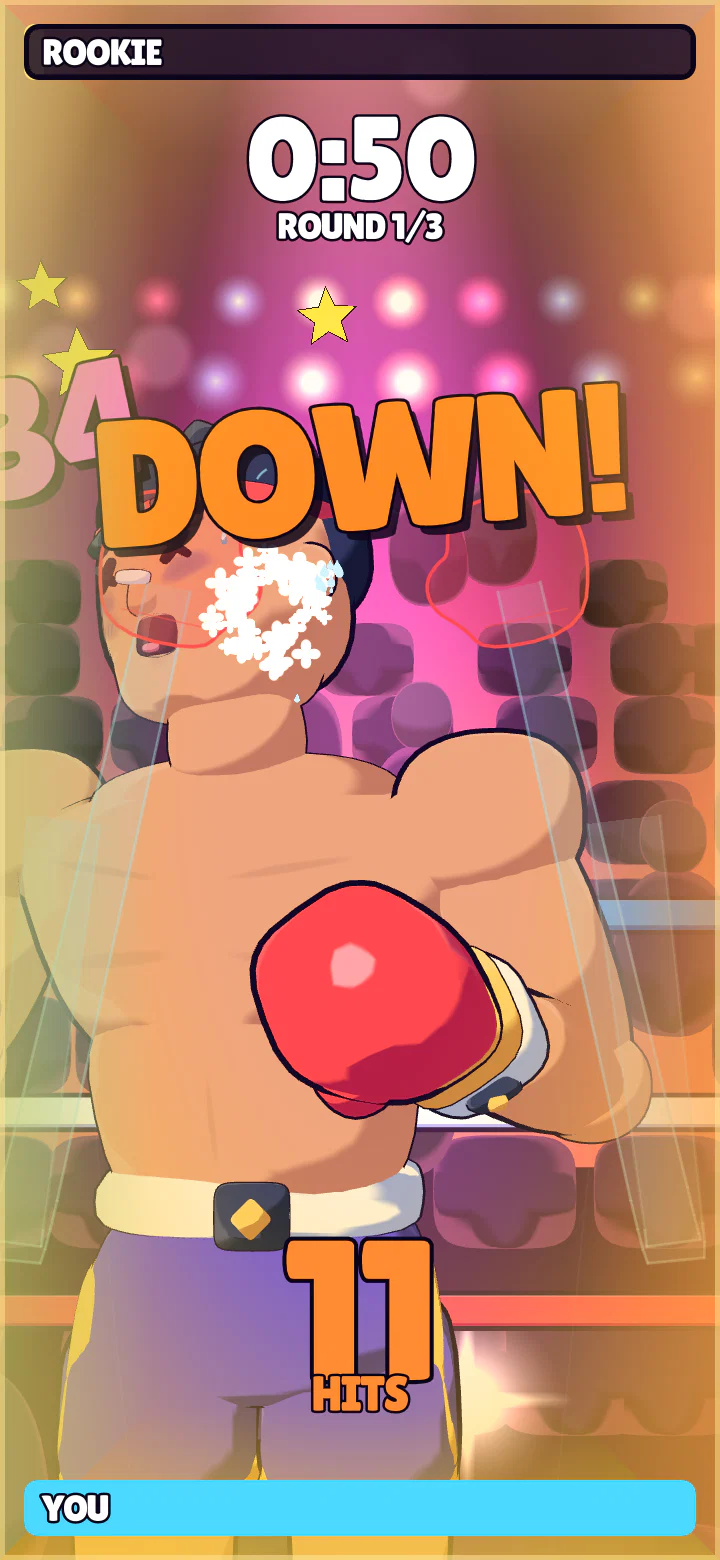 상대에게 DOWN!이 뜬 경기 화면