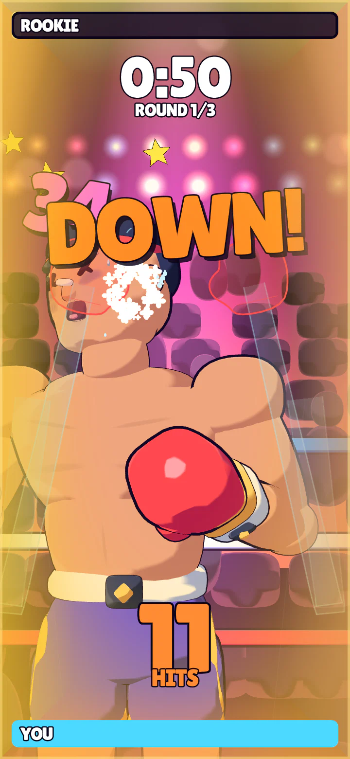 對手 DOWN! 倒地的比賽畫面